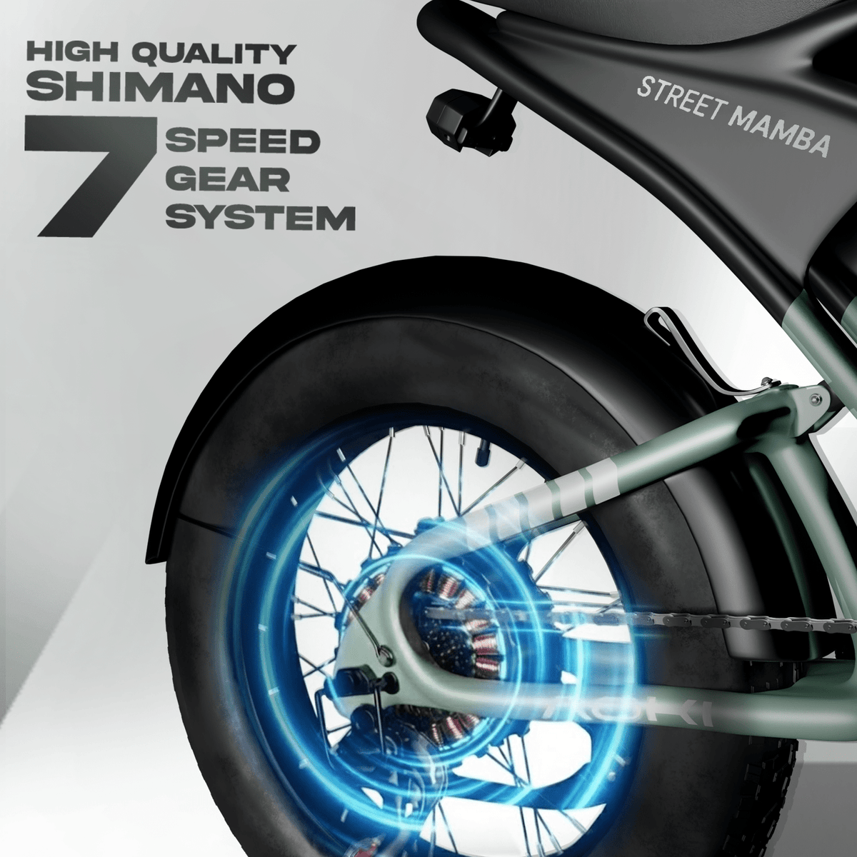 Street Mamba – Best Long Range Fat Tyre Electric Cycle in India | Vapor Green - Aoki